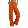 thumbnail image 5 of HomeDM Wide Leg Sweatpants for Women Baggy Casual Athletic Jogger Orange Lounge Pants for Running Workout Size XL, 5 of 7