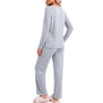 thumbnail image 3 of Fantaslook Soft Pajamas for Women Set Side Slits Long Sleeve Sleepwear 2 Piece Lounge Sets with Pockets, 3 of 11