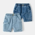 thumbnail image 3 of LYMAYTER Toddler Baby Jeans Shorts for Boys Summer Elastic Waist Denim Shorts Casual Cargo Shorts Pants 1-6T, 3 of 11