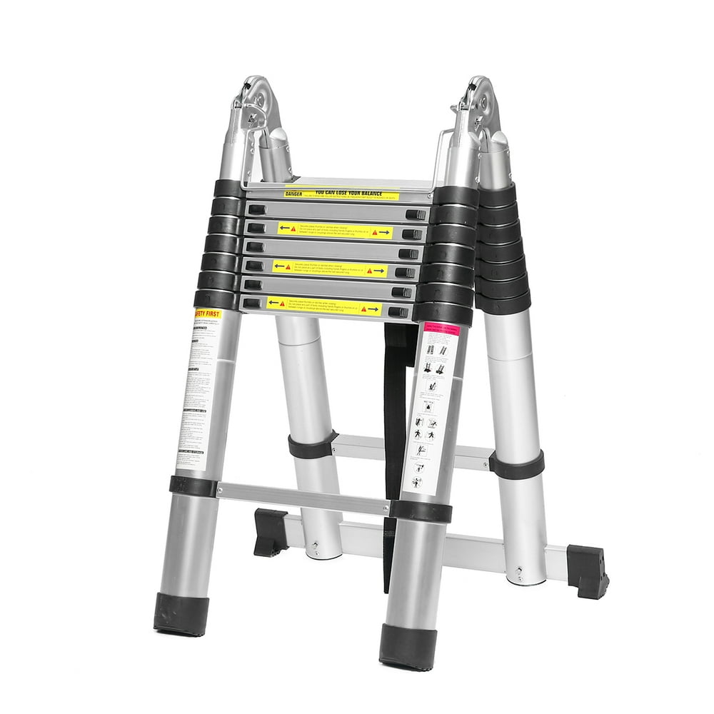 16.5Ft Aluminum Folding Telescoping Ladder, NonSlip Ladder with Foot