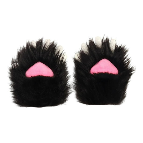 Guantes con forma de pata de gato, ideales para el invierno. Disfraz cálido para Halloween. Negro Rosa
