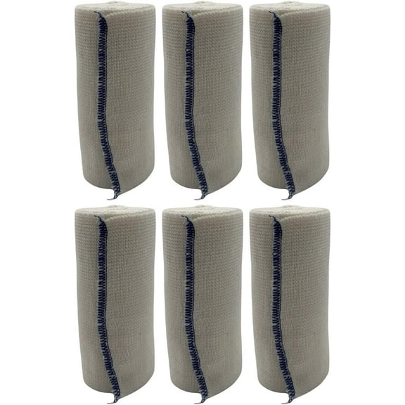 Premium Elastic Bandages with Velcro Closure Compression Bandage, 4" x 5 Yards Athletic Stretchable Bandage Wrap for Legs, Knees, Ankles, Wrists, Elbows, Shoulders (Pack of 6)