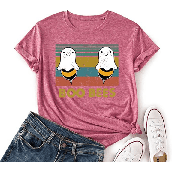 Boo Bees Shirt for Women Funny Halloween Ghost Gift Tshirt