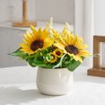thumbnail image 2 of Flores artificiales con jarrón de cerámica, paisaje de bonsái de flores para dormitorio interior Girasol Zulema Bonsai en maceta, 2 of 7