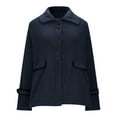 thumbnail image 4 of Womens Wool Blend Coat Single Breasted Trench Solid Jackets Winter Casual Lapel Collar Fall Winter Overcoat, 4 of 6