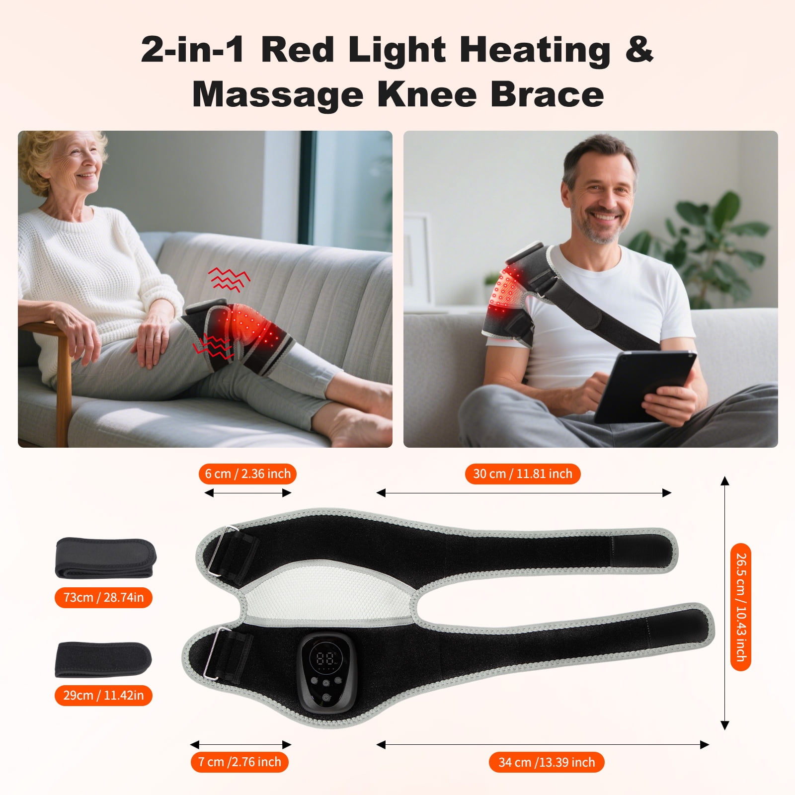 HONGJING Knee Massager with Heat, 2-in-1 Heating Pad with Massager for Knee Shoulder