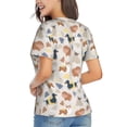 thumbnail image 3 of Xecao Dogs for Women's V-Neck T-Shirts-Elegant Half-Sleeve Tops Perfect for Summer-Medium, 3 of 5