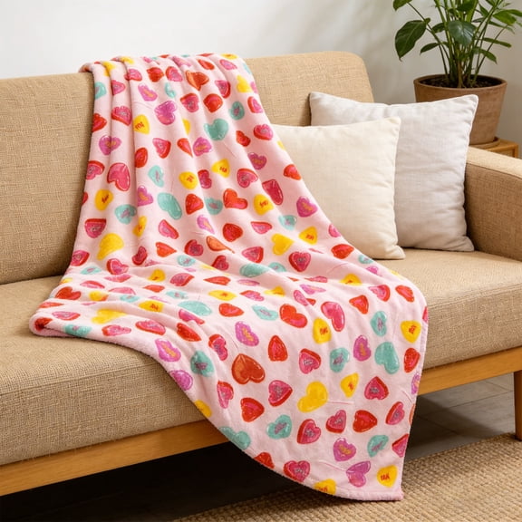 StlyGar Heart Throw Blanket Valentine's Day Blanket Gift for Mom Couple Family Valentines Day Blanket for Girlfriend Blankets Boyfriend Wife Birthday C(28*28IN)