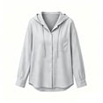 thumbnail image 4 of Seffadzy Women's Cotton Linen Long Sleeve Hooded Button Front Cardigan Shirt Lightweight Relaxed Fit Soft Breathable Beach Vacation Sun Protection Top, 4 of 5