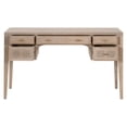 thumbnail image 2 of Benjara BM282141 55 in. Ava 5 Drawers Cane Reclaimed Wood Writing Desk, Natural Brown, 2 of 7