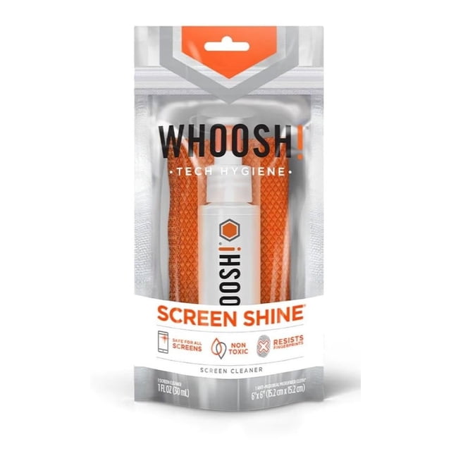 Limpiador de pantalla WHOOSH! Screen Shine Go de 30 ml con paño de microfibra