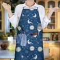 thumbnail image 6 of Blue Sun Moon Cloud Pattern Apron-Garden Aprons for Women with Pockets-Cotton Linen Waterproof Kitchen Cooking Gardening Aprons Adjustable for Kitchen,Cooking,BBQ and Salon 33x27 Inch, 6 of 7