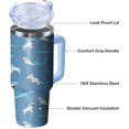 thumbnail image 3 of Shark Tumbler with Handle and Straw, 40 oz Stainless Steel Pink Insulated Cup with Lid and Straw,Travel Coffee Mug Water Bottle, Birthday Christmas Mothers Day Gifts for Animal Lovers Women, 3 of 6