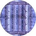 thumbnail image 1 of Ahgly Company Machine Washable Indoor Round Abstract Blue Modern Area Rugs, 4' Round, 1 of 4