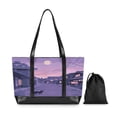 thumbnail image 7 of FORMRS Canvas Laptop Tote Bag for Women with 15.6" Computer Compartments Shoulder Handbag, Black Cat Walking, 7 of 7