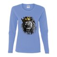 thumbnail image 2 of Wild Bobby, King Lion with Gold Crown Art, Animal Lover, Women Graphic Long Sleeve Tee, Light Blue, Large, 2 of 4