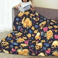 thumbnail image 6 of Cauagu Skull gold flower Pattern Flannel Bed Blankets,Fleece Blanket Comfortable Air Conditioning Blanket for Sofa Bed Travel Couch & Living Room -50"x40", 6 of 8