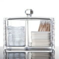 thumbnail image 1 of Organizador de maquillaje con soporte para almohadillas de algodón y recipientes para guardar hisopos con patrón acrílico transparente, 1 of 9