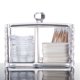 thumbnail image 1 of Organizador de maquillaje con soporte para almohadillas de algodón y recipientes para guardar hisopos con patrón acrílico transparente, 1 of 9