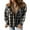 C Blue, variant on EVALESS Hooded Jacket for Women Plaid Flannel Shacket Long Sleeve Button Down Fleece Shirt Plus Size Coats Outerwear Khaki