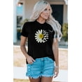 thumbnail image 1 of ABPHQTO Camiseta de manga corta con bordado de margaritas y mariposas negras para mujer, 1 of 5