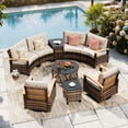 thumbnail image 6 of MEISSALIVVE 9-Piece Half-Moon Curved Outdoor Patio Furniture Set, Sectional Conversation Sofa with 2 Swivel Glide Chairs, Coffee & Side Tables for Backyard Deck Garden, Beige, 6 of 10