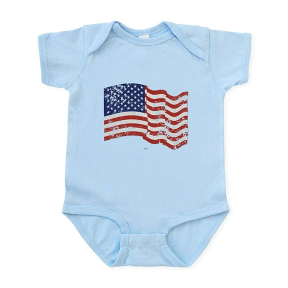 CafePress - American Flag Waving Distressed Infant Bodysuit - Baby Light Bodysuit, Size Newborn - 24 Months
