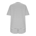 thumbnail image 5 of Miluxas Two Piece Stripe Pajamas Set Women Nightwear Short Sleeve Sleepwear Soft Side Split Loungewear Pjs Sets Gray, 5 of 9