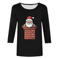 thumbnail image 4 of Cadancy Christmas Tops for Women 2025 Party Santa Crewneck 3/4 Sleeve Blouse Plus Size Vintage Casual Holiday Blouses Xmas Dressy Winter Funny Shirts, 4 of 5