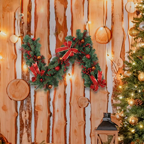 Guirnalda de Navidad Macarena Decoración de Año Nuevo Vid artificial con luces Rojo