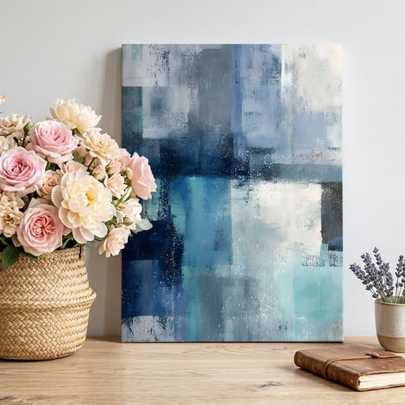 Canvas Wall Art Navy Blue Mottled Canvas Art Print Abstract Dark Blue Mottled Texture Pictures Wall Decor for Living Room Bedroom Artwork Decorations Stretched Framed Ready to Hang 12"x18"