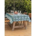 thumbnail image 3 of Outdoor Tablecloths with Umbrella Hole & Zipper, Blue Flowers 60 x102 Inch Rectangle Tablecloths, Farmhouse Country Abstract Floral Patterned Waterproof Table Cloth, Patio/Pool/Picnic Table Covers, 3 of 8