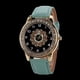 thumbnail image 3 of Reloj de cuarzo con banda de cuero de PU a la moda, reloj femenino con diamantes de imitación y esfera redonda grande con números (azul cielo), 3 of 5