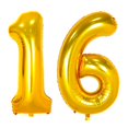thumbnail image 1 of Globo número CZBZYMYYY 16, dorado, 42 cm, para cumpleaños número 16, 1 of 7