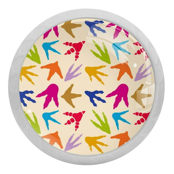 4PCS Round Dinosaur Cabinet Fluorescence Knob Glowing in the Dark Furniture Drawer Pulls Handle with Screws