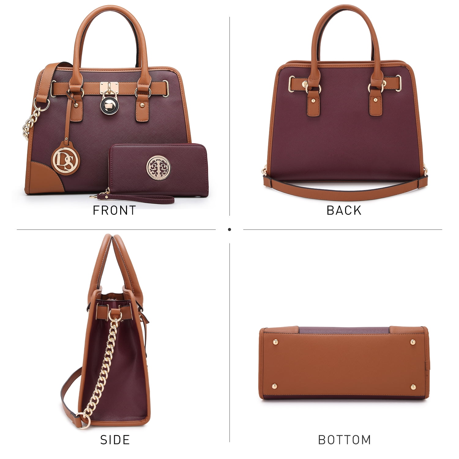 Dasein Women Handbags Top Handle Satchel Purse Shoulder Bag Briefcase Hobo Bag Set 2pcs