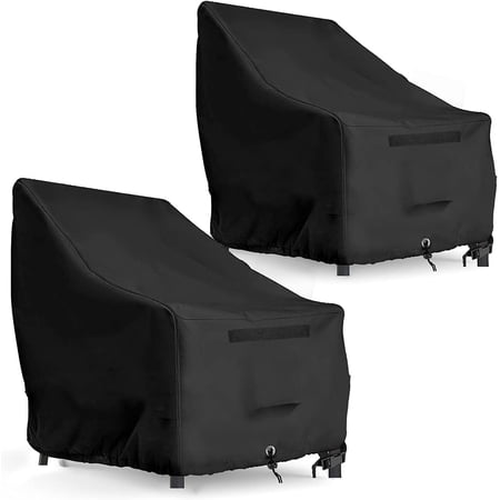 Outdoor Patio Chair Covers Waterproof - 600D Heavy Duty Fabric Deep Seat Adirondack Cover for Sofa Varanda Lawn Furniture Sun Rain Snow 2 Pack Fits Large 30W x 37D x 31H inches | Black