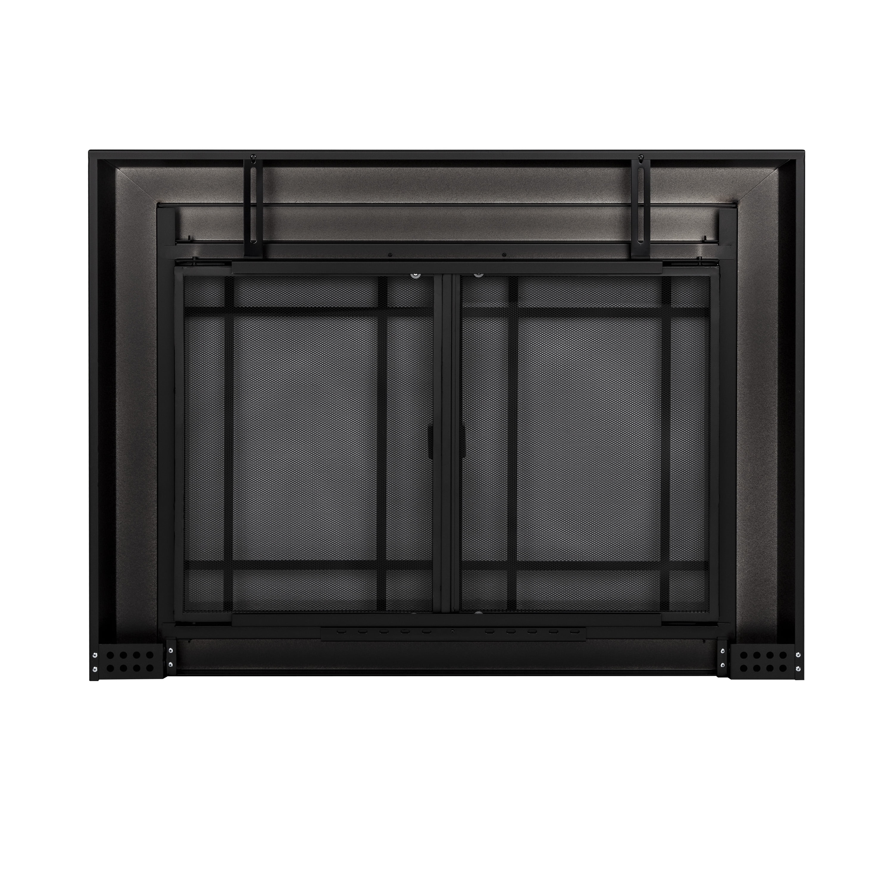 Pleasant Hearth Easton Black Fireplace Glass Firescreen Doors - Large