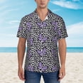 thumbnail image 2 of Fotbe Purple Butterflies Hawaiian Shirt for Men Unisex Summer Beach Casual Short Sleeve Cotton Linen Button Down Shirts-Large, 2 of 5