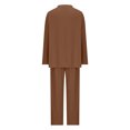 thumbnail image 5 of Scyoekwg Womens 2 Piece Sets Casual Sets Button Long Sleeve Tops Wide Leg Pants Fashion Matching Outfits Two Piece Set Sweatsuits (Brown,XL), 5 of 5