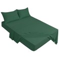 thumbnail image 1 of 4 Piece Bed Sheet Set, 110gsm Polyester Microfiber Bedding with Flat Sheet, Fitted Sheet and Pillowcases, Soft and Comfortable, Solid Color for Hotel Bedroom King Green Unique Bargains Juego de Edredón Funda, 1 of 6