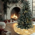 thumbnail image 6 of 35.5" Gold Snowflakes Christmas Tree Skirt, Elegant Xmas Tree Mat for Home, Holiday, Party, Indoor & Outdoor Winter Decorations, Soft Base Cover for Christmas Trees, Festive Holiday Floor Décor, 6 of 6