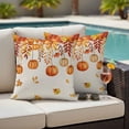 thumbnail image 4 of Orange Pumpkins Fall Outdoor Waterproof Pillow Covers, Rustic Thanksgiving Maple Leaf Decorative Square Throw Pillowcase Sofa Cushion Sham for Patio/Couch/Chair, 26"x26" 2 Pack, 4 of 8