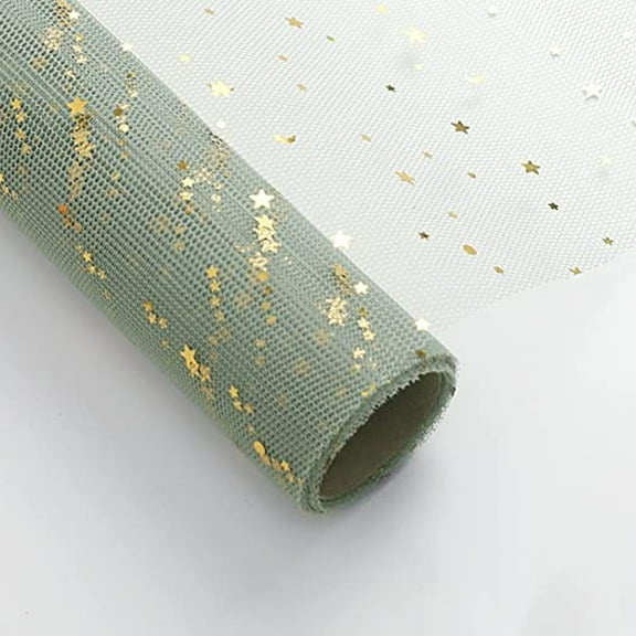 MesaSe Gilding Star Moon Net Mesh Yarn Floral Wrapping Paper Roll Florist Supplies Sequin Mesh Flower Bouquet Wrapping Paper