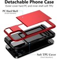 thumbnail image 2 of Case Compatible with iPhone 15 Pro with Card Holder, Dual Layer Shockproof Wallet Phone Case Hidden Card Slot Sliding Protective Hard Shell Back Cover Slim Case for iPhone 15 Pro 6.1 Inch Red, 2 of 14