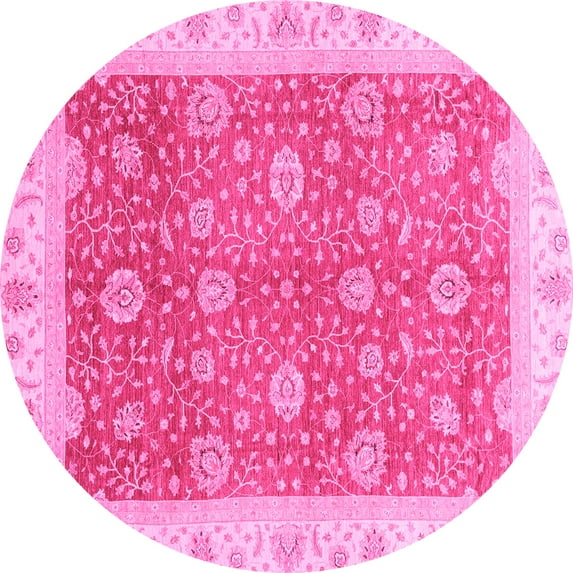 Ahgly Company Indoor Round Oriental Pink Traditional Area Rugs, 8' Round
