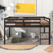 Low Height Design Loft Bed with Space Storage, Loft Beds Full Size with Full-Length Safety Bed for Kids, Teens, Adults Boys & Girls (Espresso)