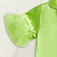 thumbnail image 6 of JUMEYU Pajamass Girls' Pajama Set - 2 Piece Silky Soft Satin Button Down Sleep Shirt and Pajama Shorts Size 7-8 (Green,7-8 Years), 6 of 8