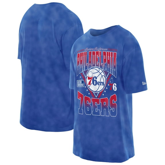 Men's New Era Royal Philadelphia 76ers Boxy Old School Sport Vintage Wash T-Shirt