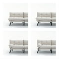 thumbnail image 4 of Versatile Velvet Loveseat Sofa Bed Futon Sleeper Loveseat, Living Room Chaise Lounge Recliner Sofa Bed with Pillow Top Arms Cream, 4 of 5